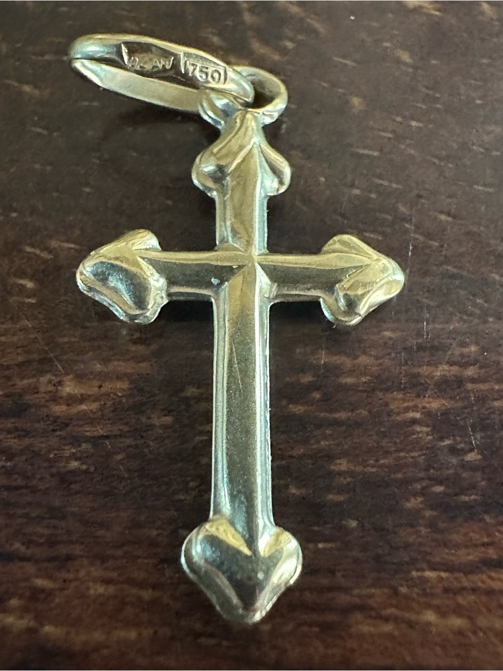 18k vintage Cross Pendant - Gold Religious Charm